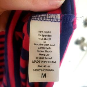 Pink and navy striped dress